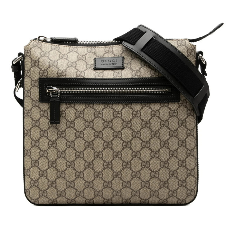 Gucci GG Supreme Crossbody Shoulder Bag 779846 Beige Black Leather Women's GUCCI